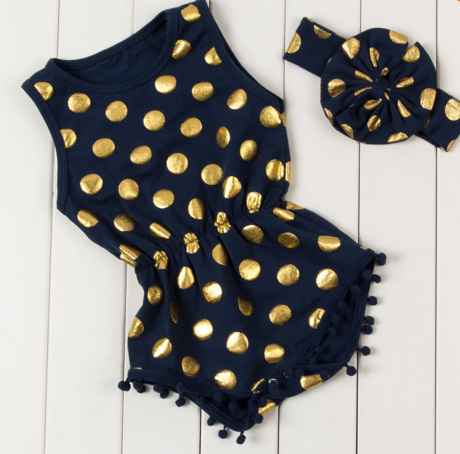 Polka Gold Dots Infant Baby Rompers