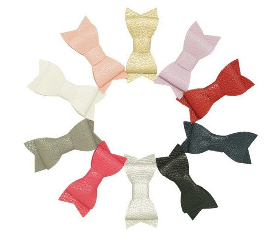 Leather Hair Bow With Clip